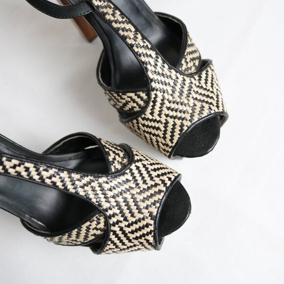 Jessica Simpson Peep Toe Wooden Platform Block Heels Size 8.5 - Picture 8 of 12